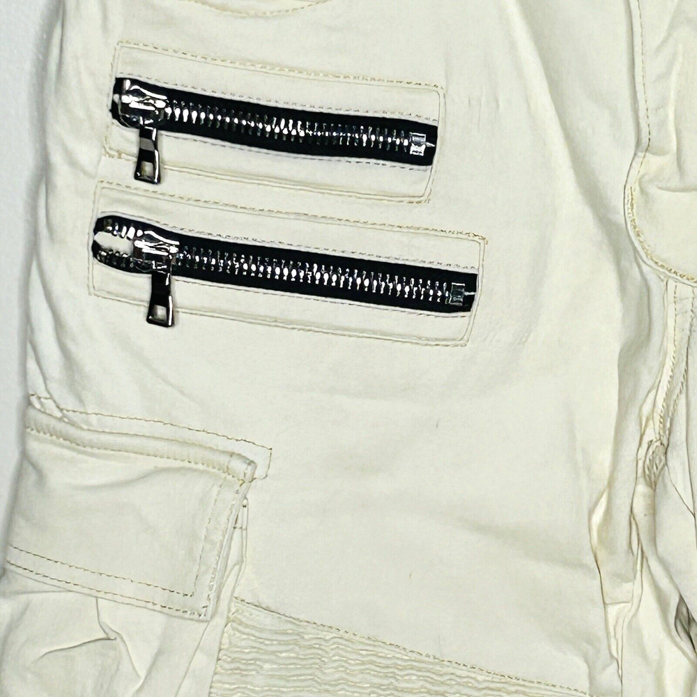 Balmain Cream Slim Straight Cargo Jeans with Black Zippers - Picture 4 of 15